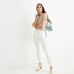 Madewell Petite High Rise Skinny Jeans White Step Hem Plus Size 36P NWT